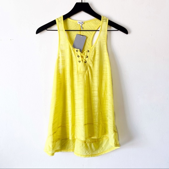 Splendid Tops - Splendid Sheer Yellow Racerback Tank Top Medium